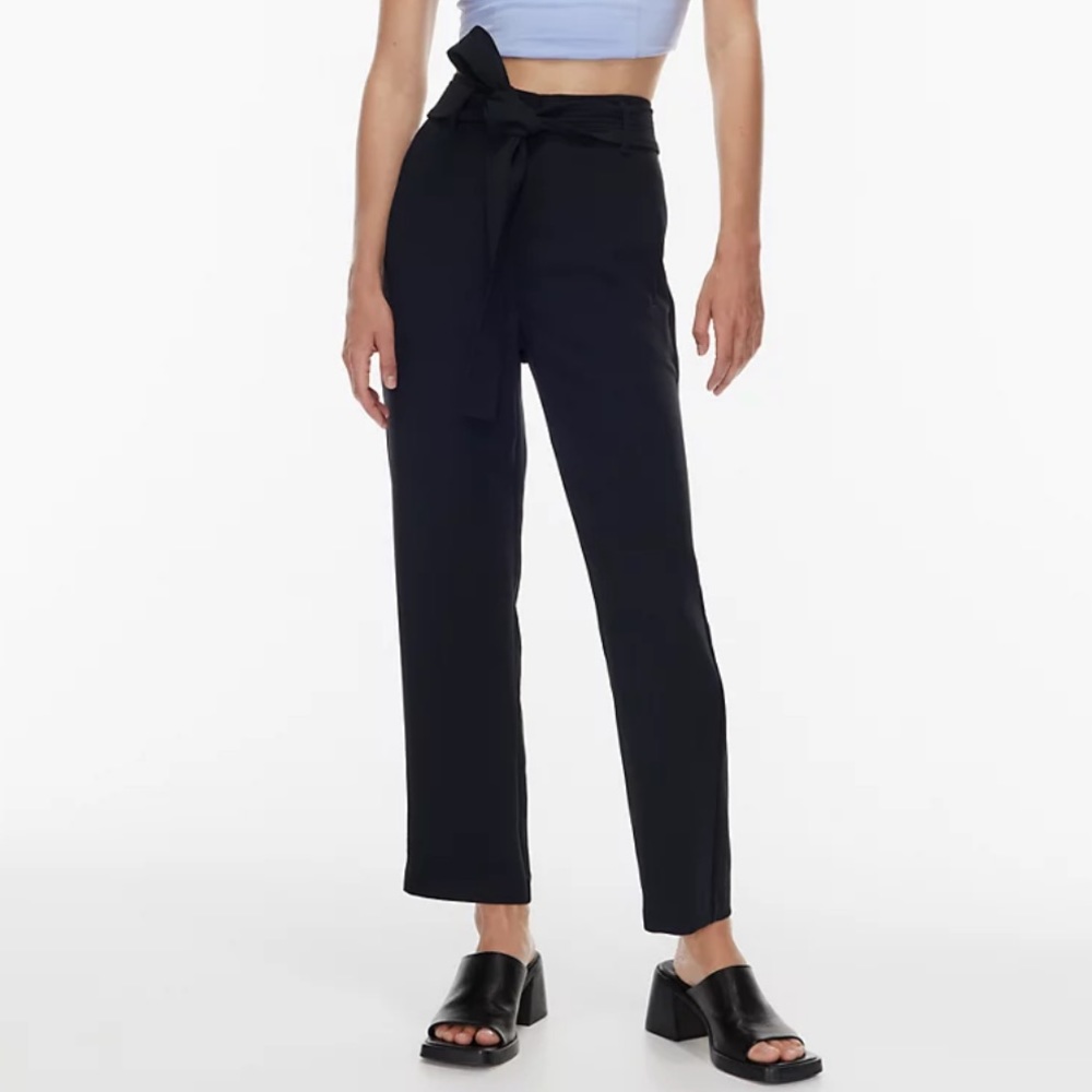 Wilfred crepe tie front black high waisted pants